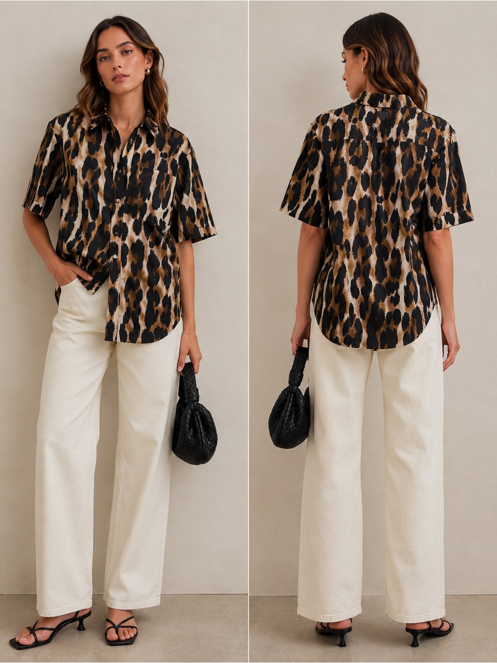 Aje Studio Airlie Animal Print Linen Blend Shirt NWT US 6